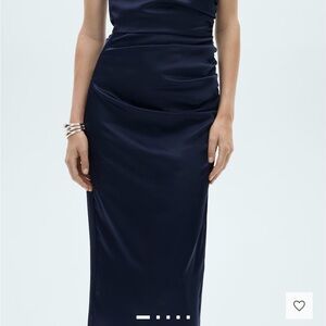 Elegant Navy Blue Satin Dress